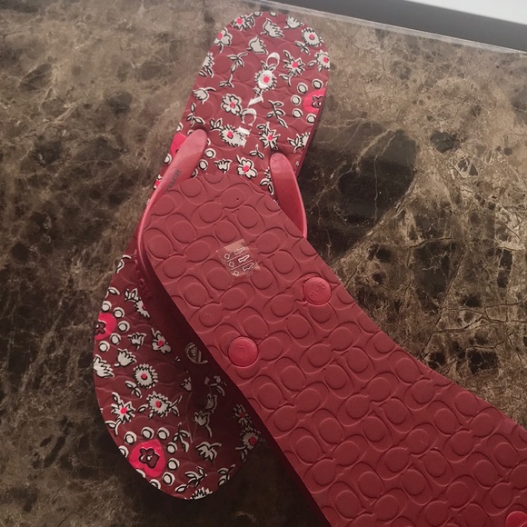 NWOT Coach flowery red sandals. - Picture 3 of 5
